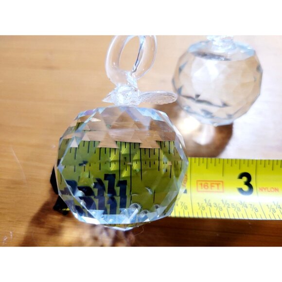 Vintage Swarovski Crystal Apple Ornaments Suncatchers Clear Faceted 2-Piece Set - Picture 5 of 5
